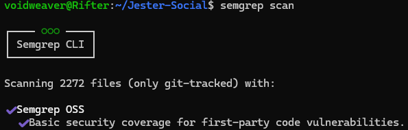 Terminal output showing the start of a Semgrep scan.